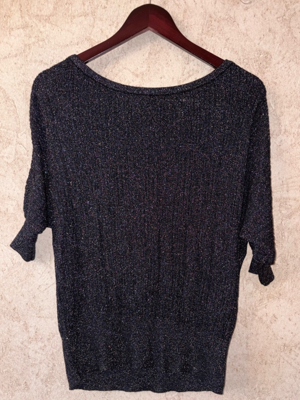 Zara Knit Sparkle Black Short Sleeve Knit Top
